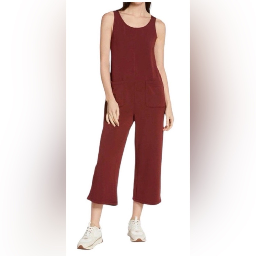 MWL by Madewell Women’s Medium Superbrushed Pull-On Jumpsuit in Burgundy